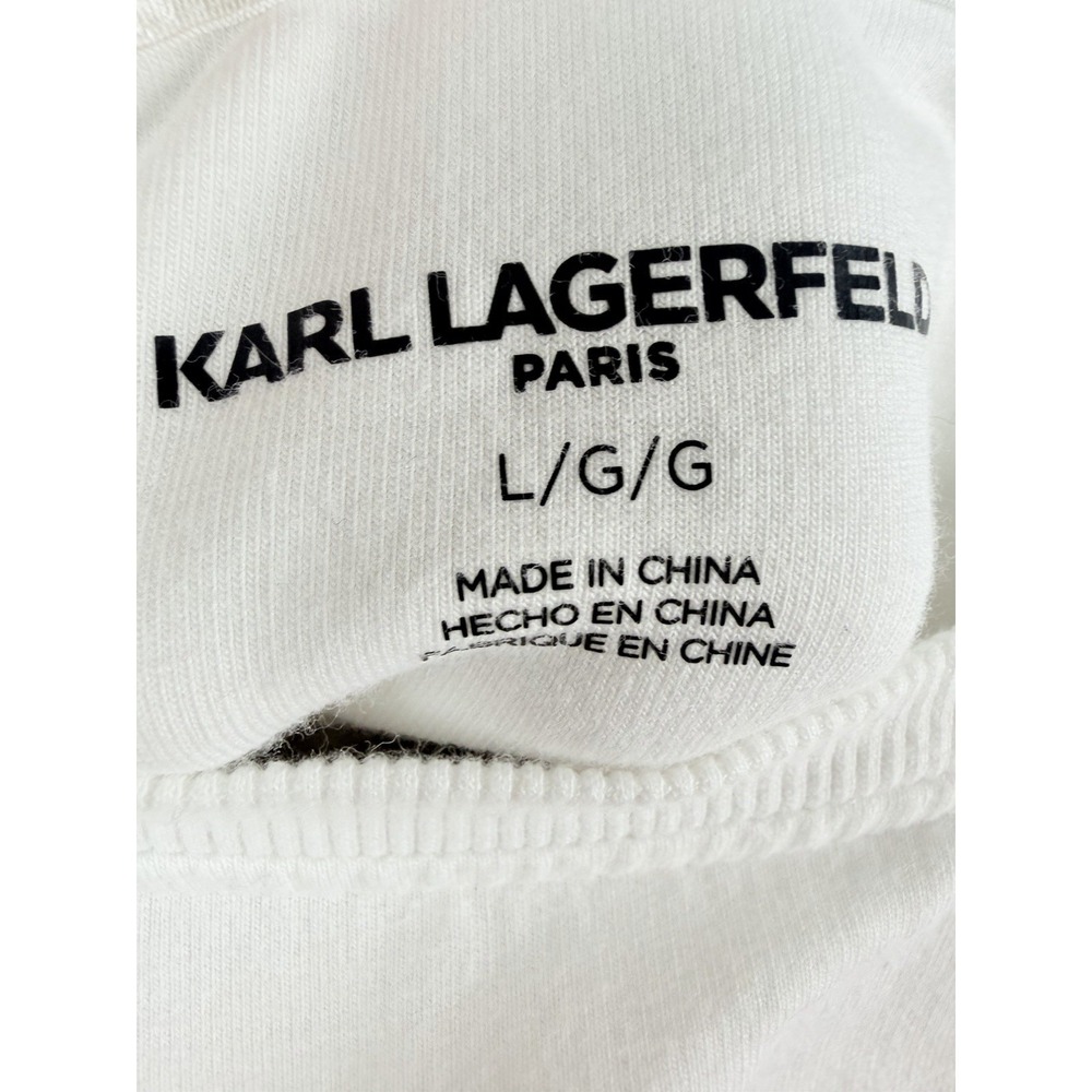 Karl Lagerfeld Paris Sequin Graphic Sweatshirt Women's L White Lounge Athleisure - Picture 4 of 5